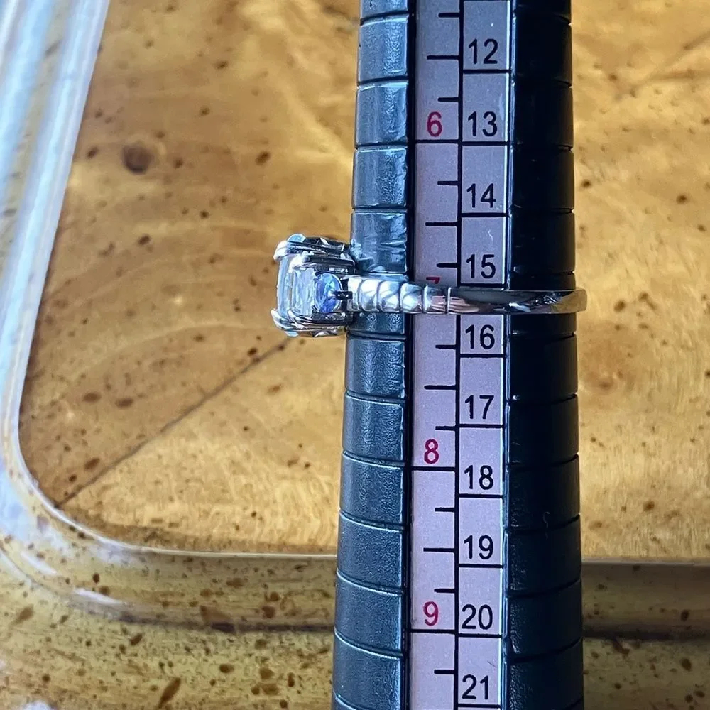 Natural Aquamarine Tanzanite Morganite Sterling Silver Ring Size 7